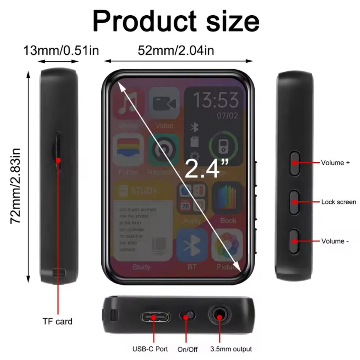 GENERICO - REPRODUCTOR MP3 MP4 BLUETOOTH TACTIL 32GB