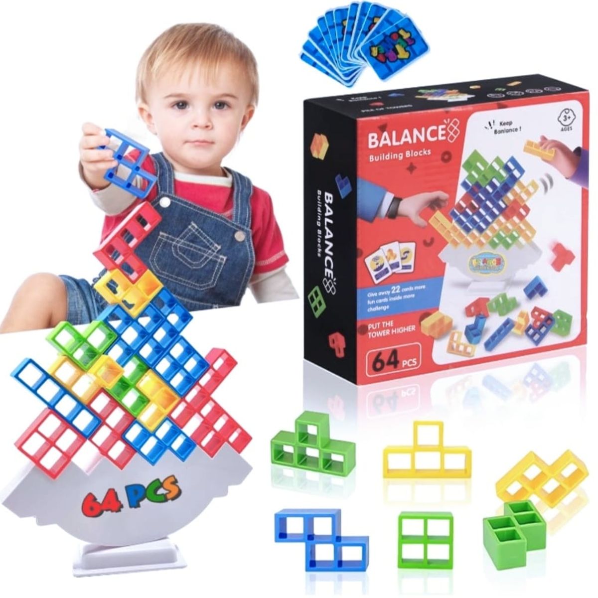 GENERICO - Nuevo Juego De 64 Bloques Encaje Equilibrio Tetra Tower Game