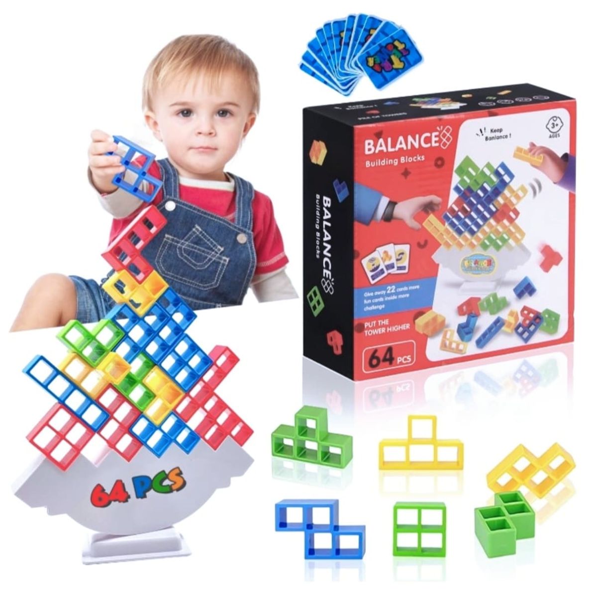 GENERICO - Nuevo Juego De 64 Bloques Encaje Equilibrio Tetra Tower Game