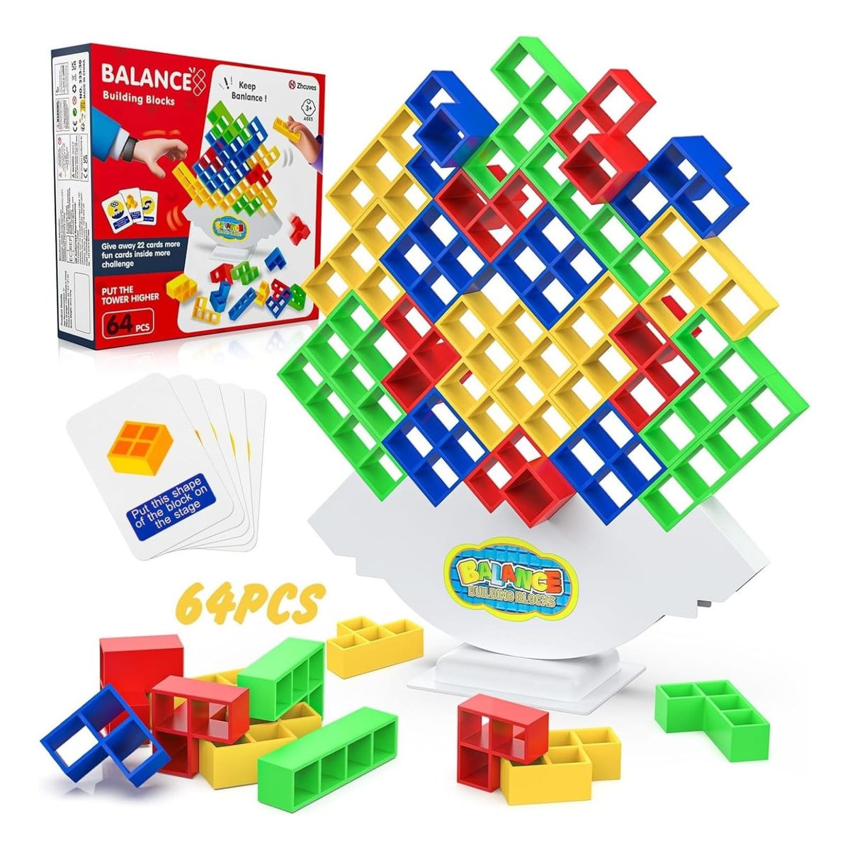 GENERICO - Nuevo Juego De 64 Bloques Encaje Equilibrio Tetra Tower Game