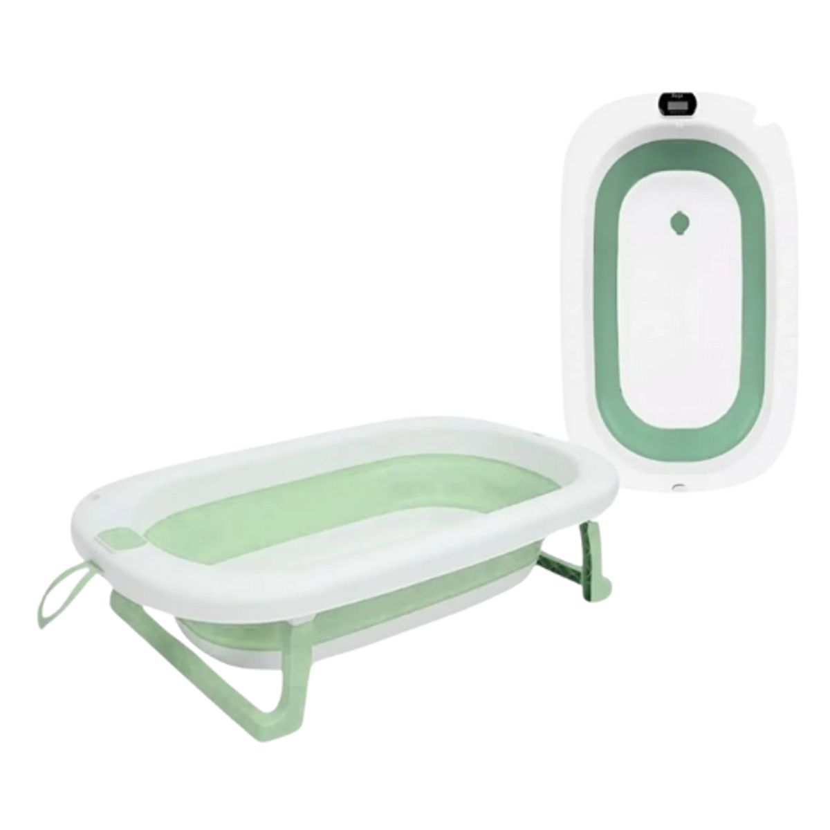 GENERICO - Bañera Tina Plegable con Termómetro y Cojín Acolchado Verde