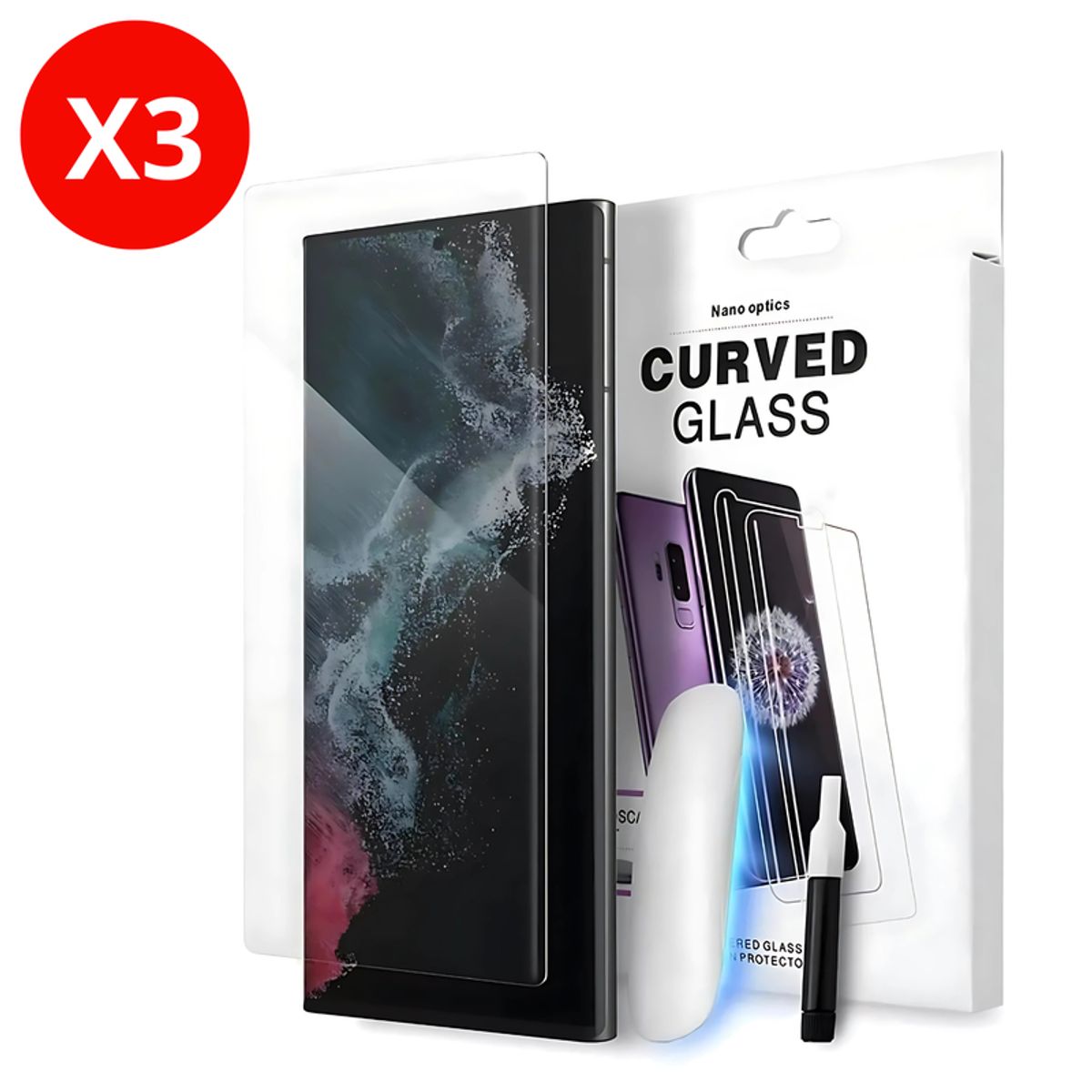 SHIELD - Pack x3 Mica Protector de Pantalla de Vidrio UV Clear para Honor Magic 6 Pro