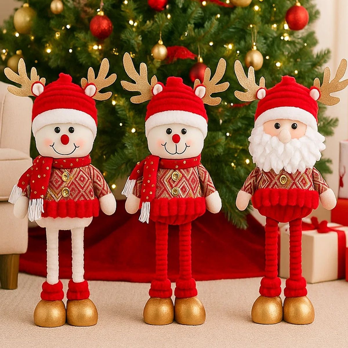 GENERICO - Muñecos Navideños Patilargas 60 cm Altura Graduable