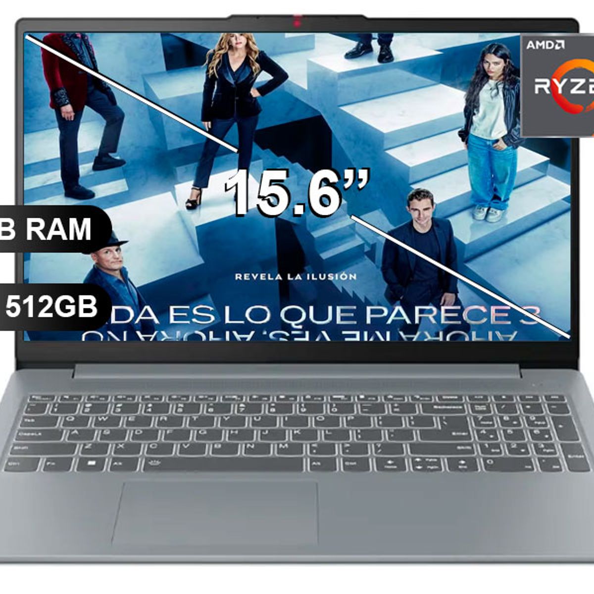 LENOVO - LAPTOP LENOVO IDEAPAD SLIM 3 15ABR8, RYZEN 7 5825U, 16GB RAM, 512GB SSD, 15.6" SIN WINDOWS (82XM00S6LM)