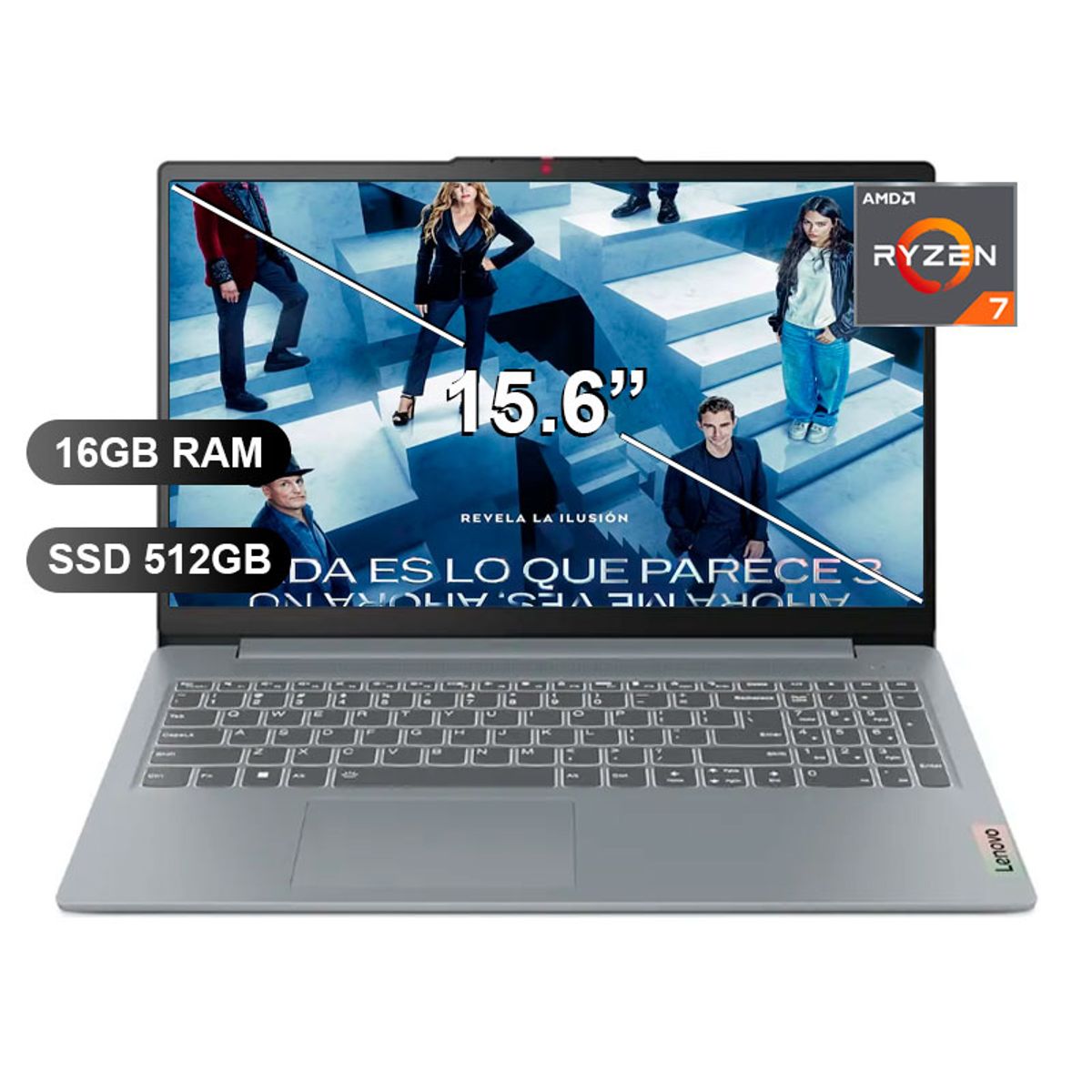 LENOVO - LAPTOP LENOVO IDEAPAD SLIM 3 15ABR8, RYZEN 7 5825U, 16GB RAM, 512GB SSD, 15.6" SIN WINDOWS (82XM00S6LM)
