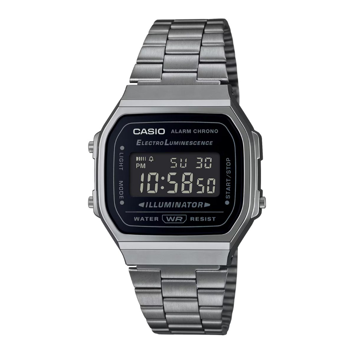 CASIO - RELOJ CASIO ORIGINAL A168WGG-1BDF PLATEADO  CAS-150