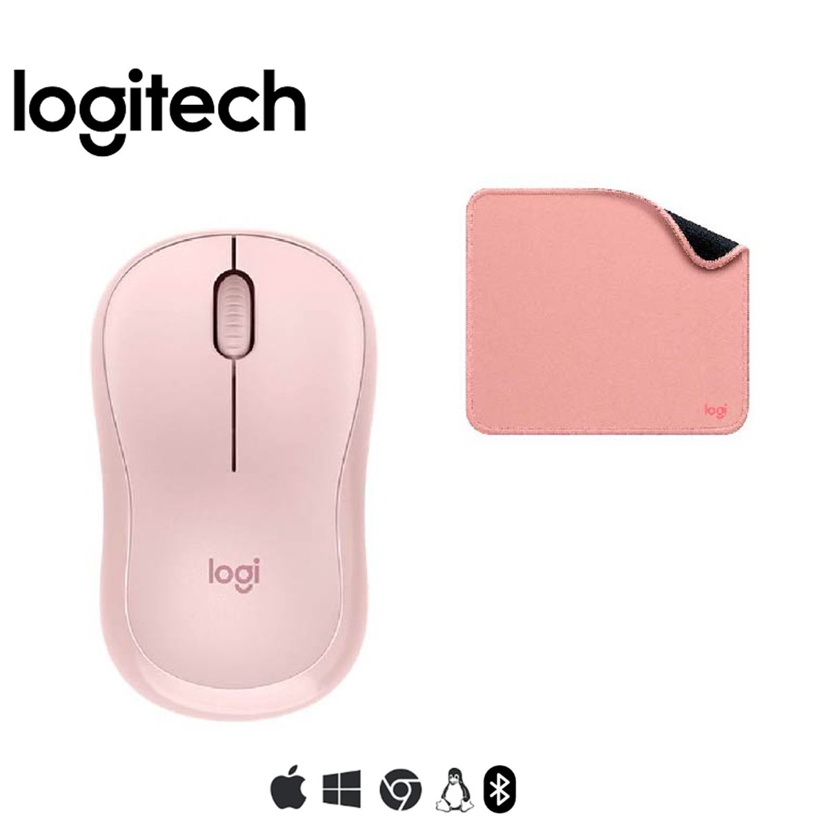 LOGITECH - COMBO LOGITECH MOUSE M240 +PAD MOUSE ROSADO