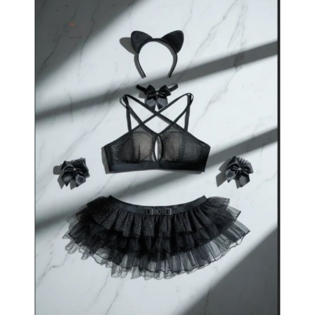 GENERICO - LENCERIA SEXY DISFRAZ GATITA TRANSPARENTE TALLA S-M-L