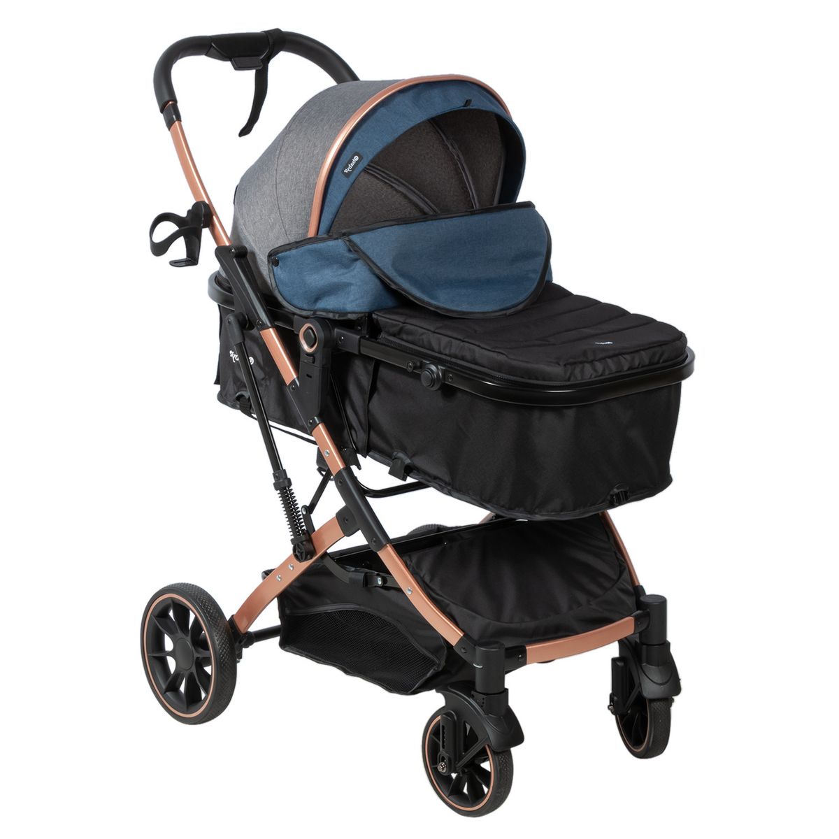 EBABY - COCHE CUNA ACOLCHONADO SHIRO AZUL