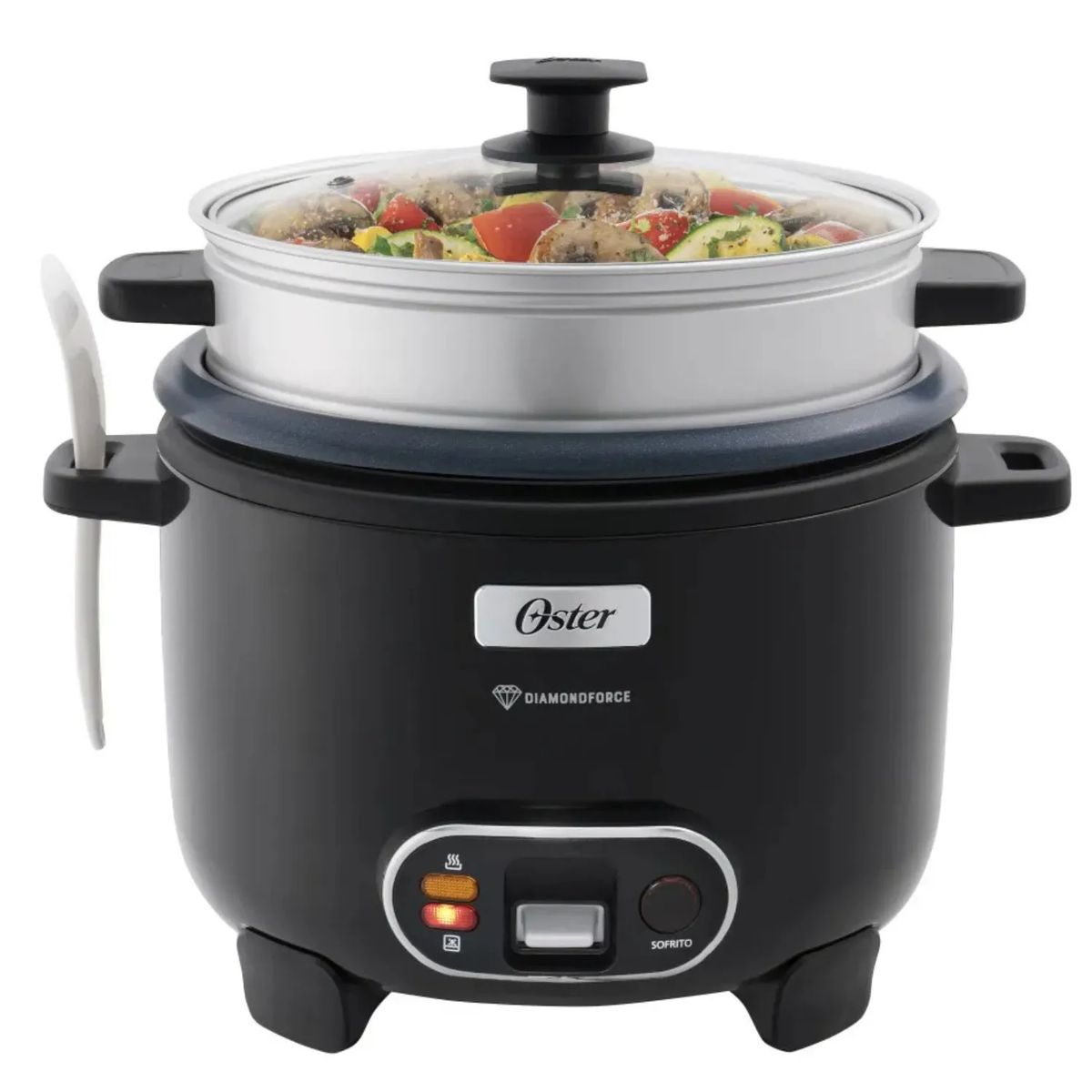 OSTER - Olla Arrocera Oster CKSTRC12DFBLK 22L con Vaporera y Función Sofrito -Negra