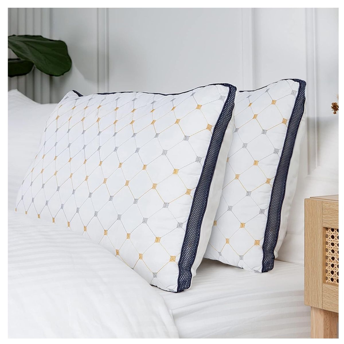 GENERICO - Almohadas Luxury Antiácaros  Pack De 2 Lujosas 75CM X 52CM