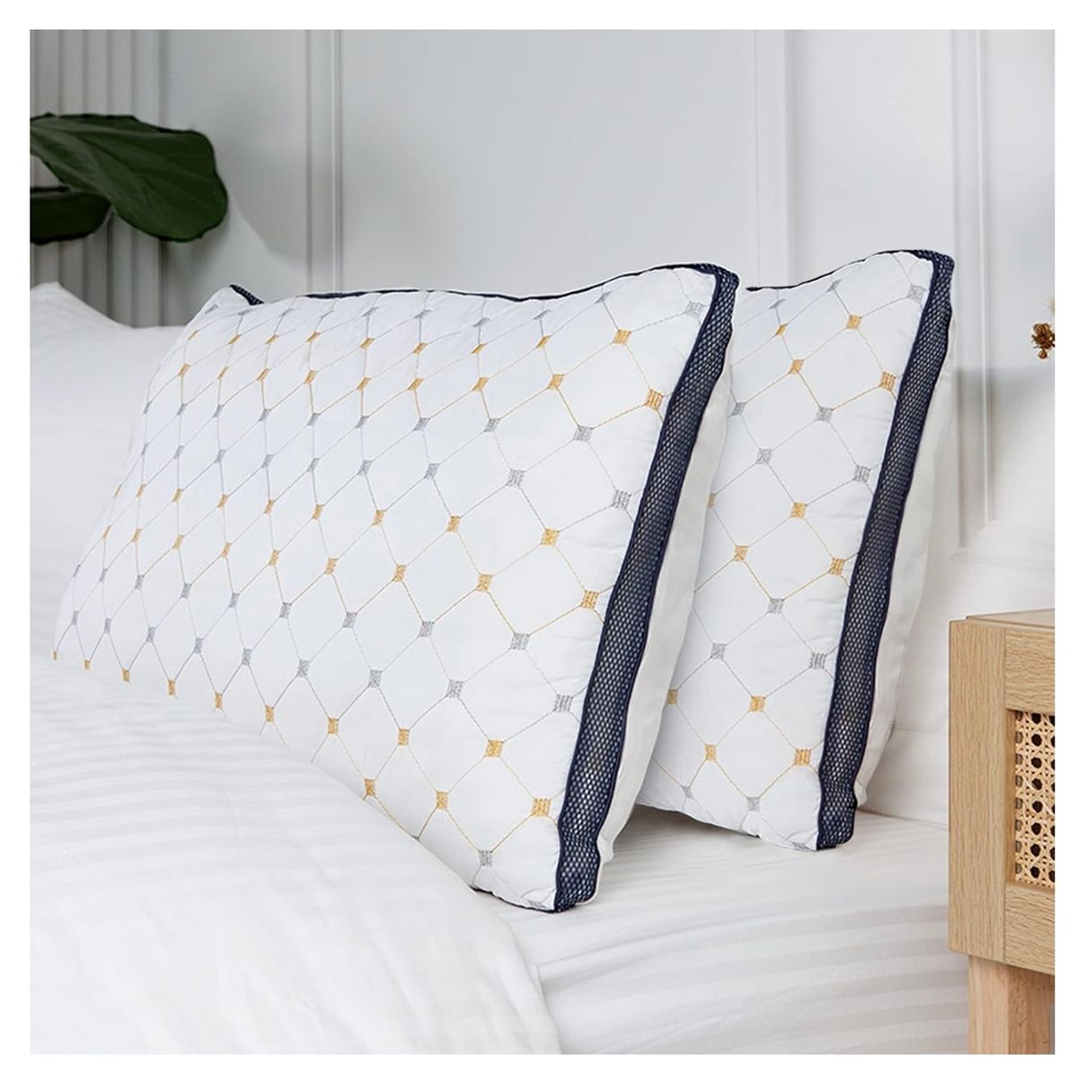 GENERICO - Almohadas Luxury Antiácaros  Pack De 2 Lujosas 75CM X 52CM