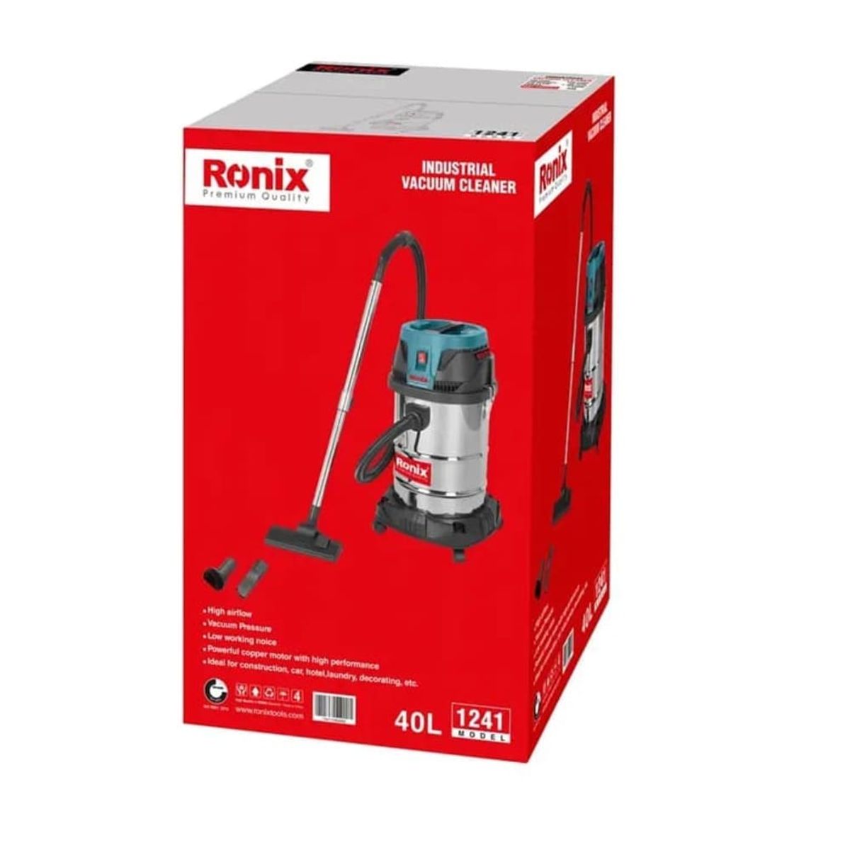 RONIX - Aspiradora Industrial 1400W 40L RONIX 1241
