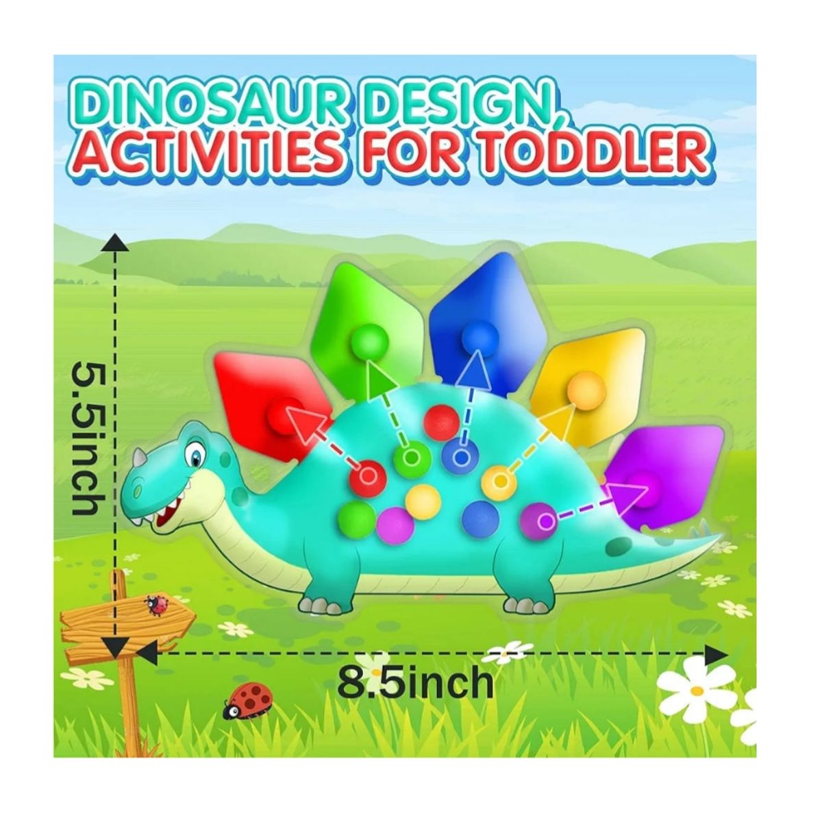 GENERICO - Juguete sensorial de clasificación por colores de dinosaurios