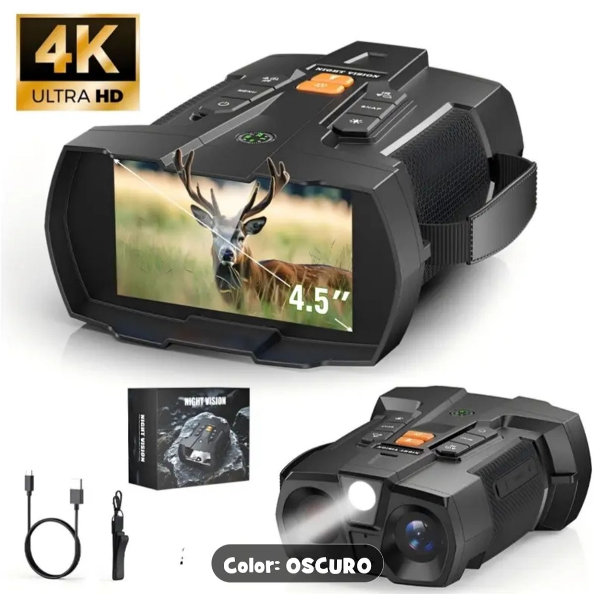 GENERICO - BINOCULAR CON VISION NOCTURA Y DIURNA LINTERNA Y BRUJULA