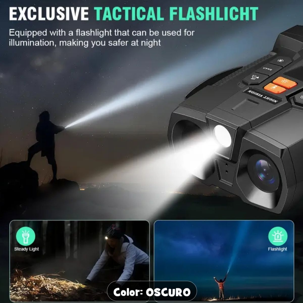 GENERICO - BINOCULAR CON VISION NOCTURA Y DIURNA LINTERNA Y BRUJULA