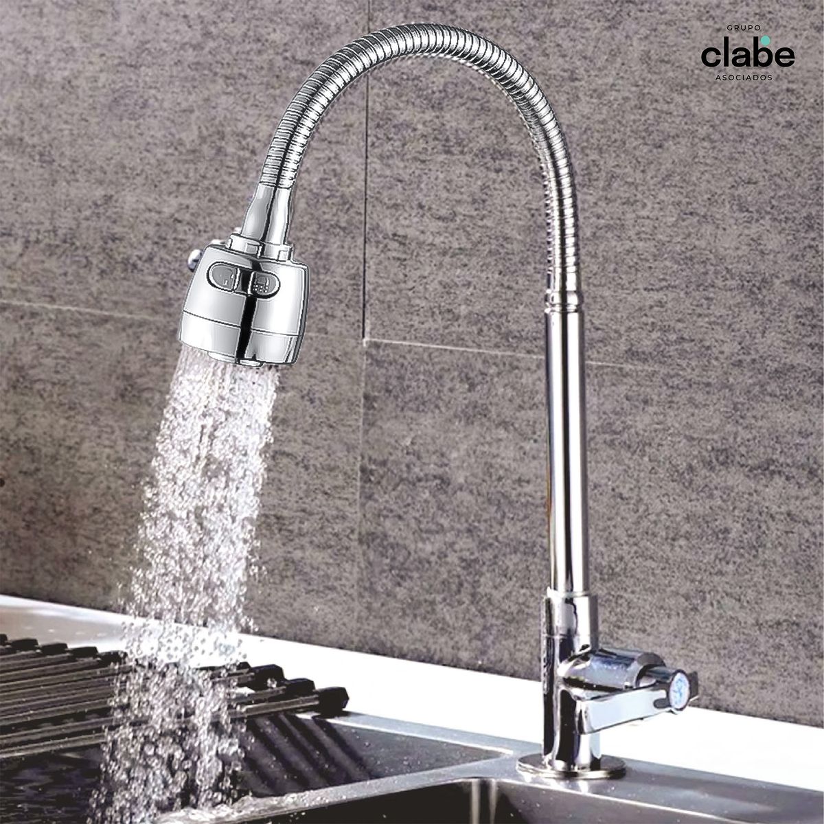 GENERICO - CAÑO GRIFO COCINA FLEXIBLE CROMADO MUEBLE CHORRO REGULABLE