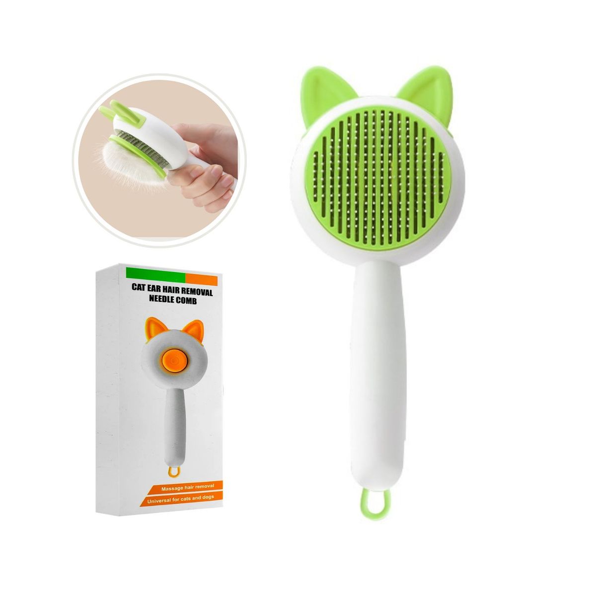 OEM - Cepillo para Gatos con Boton Expulsador de Pelos