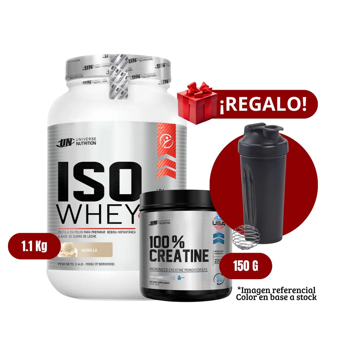 UNIVERSE NUTRITION - Proteína Iso Whey 11Kg Vainilla+Universe Nutrition 150g+Shaker