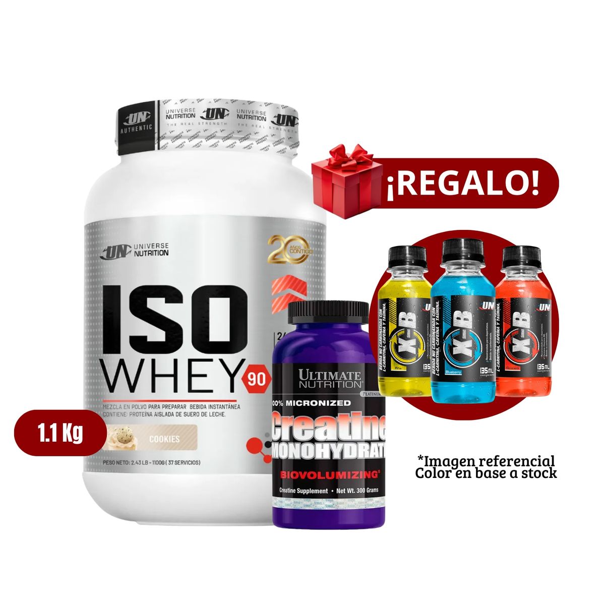 UNIVERSE NUTRITION - Proteína Iso Whey 11Kg Cookies+Ultimate Nutrition 300g+XB