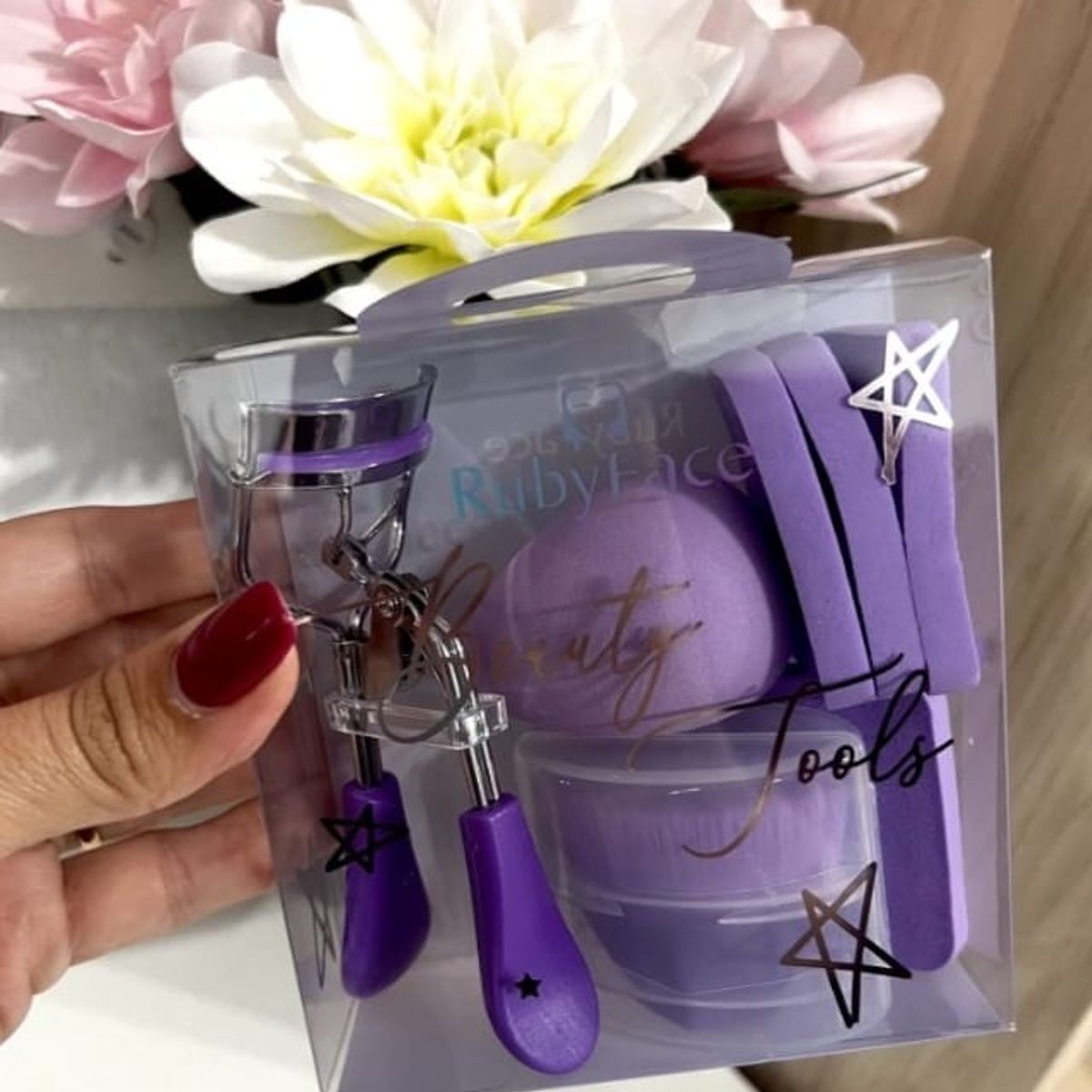 RUBY S CREATIONS - SET ESPONJA Y APLICADORES DE MAQUILLAJE 7 PIEZAS