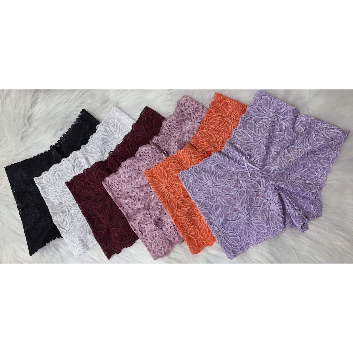 GENERICO - Pack de 6 bóxers de encaje con diseño floral para mujer