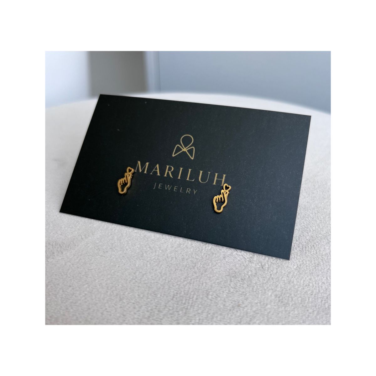 GENERICO - Aretes Acero - BSC Manos Pinky Promise Dorado