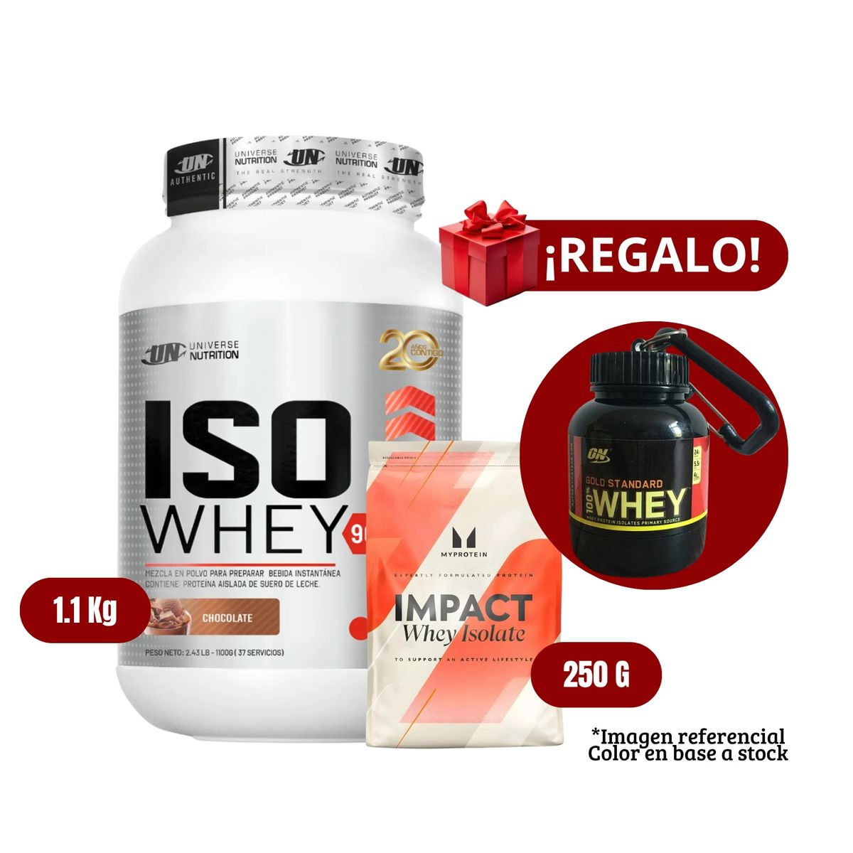 UNIVERSE NUTRITION - Proteína Iso Whey 11Kg Chocolate+MyProtein 250g+Portaproteína