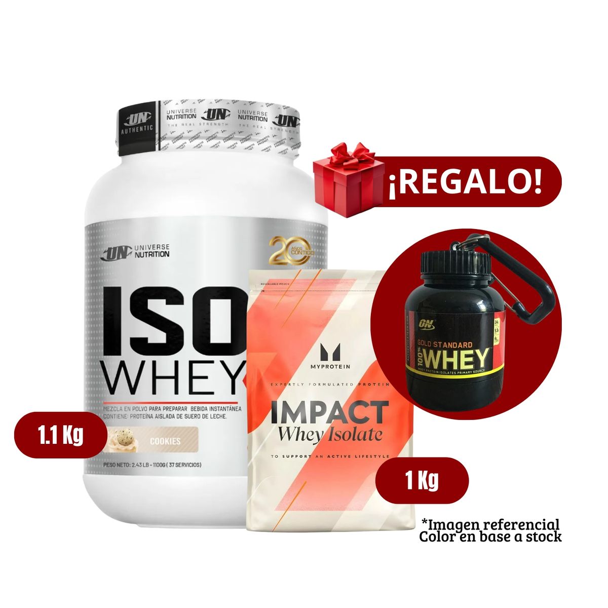 UNIVERSE NUTRITION - Proteína Iso Whey 11Kg Cookies+MyProtein 1 Kg+Portaproteína