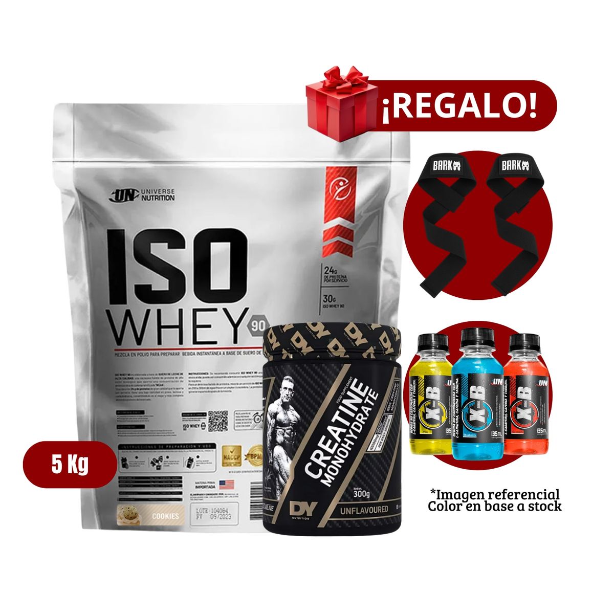 UNIVERSE NUTRITION - Proteína Iso Whey 5Kg Cookies+Dorian Yates 300g+Straps + XB
