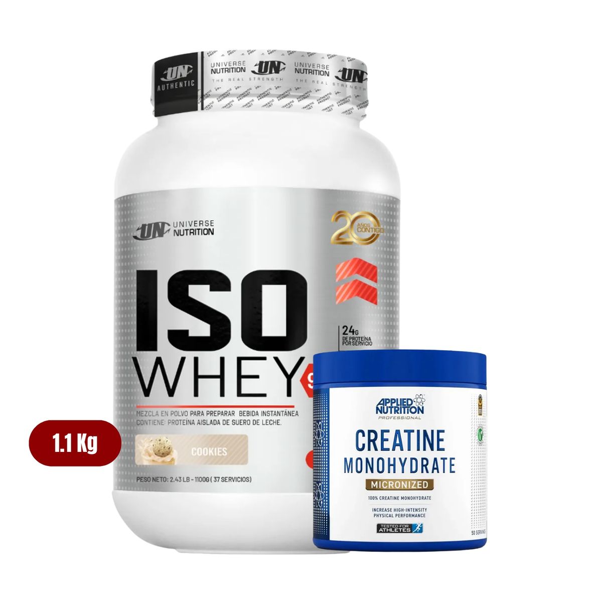 UNIVERSE NUTRITION - Proteína Iso Whey 11Kg Cookies+Applied Nutrition 250g