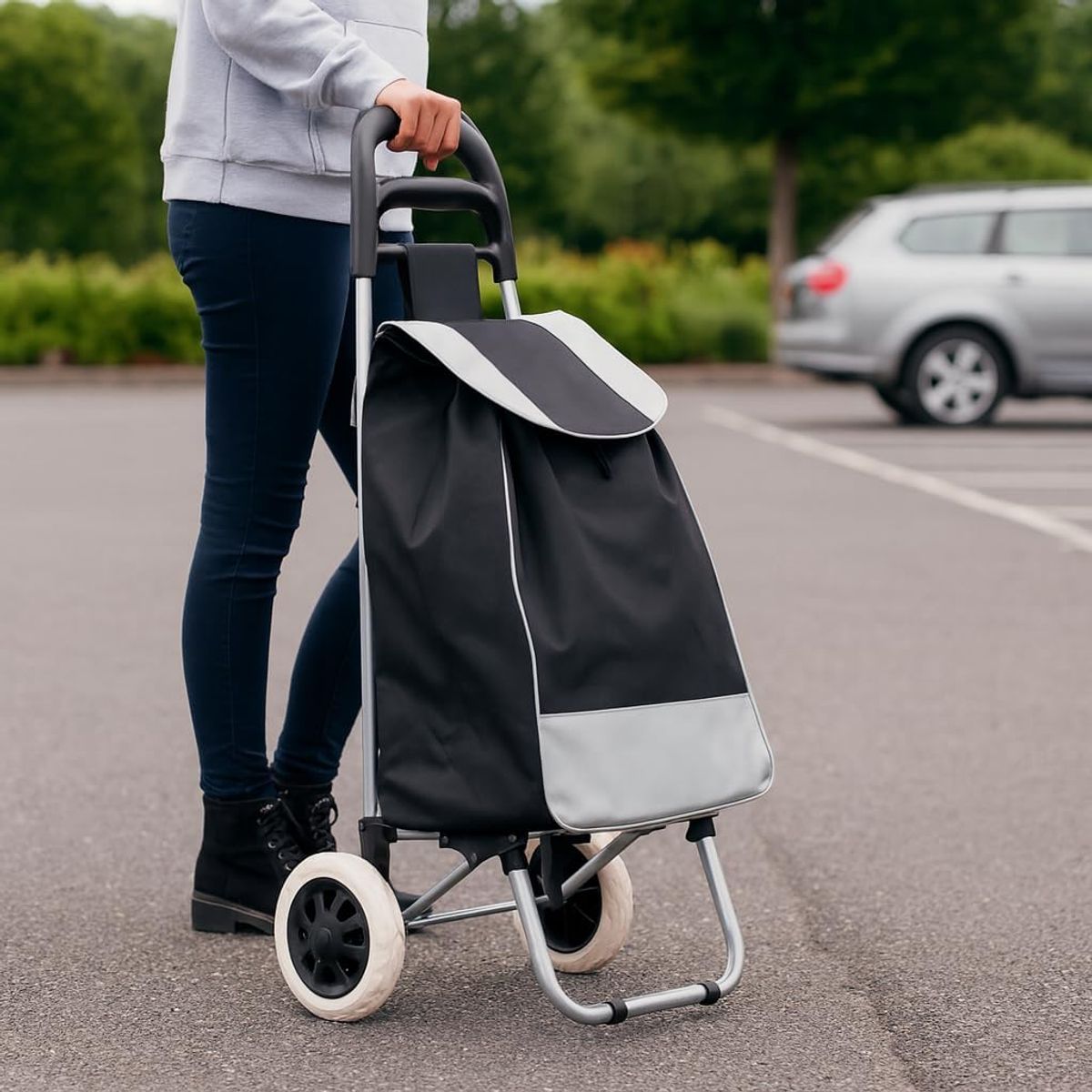 GENERICO - Coche de Mercado con Bolsillo Y Cierre Resistente 45 Kg