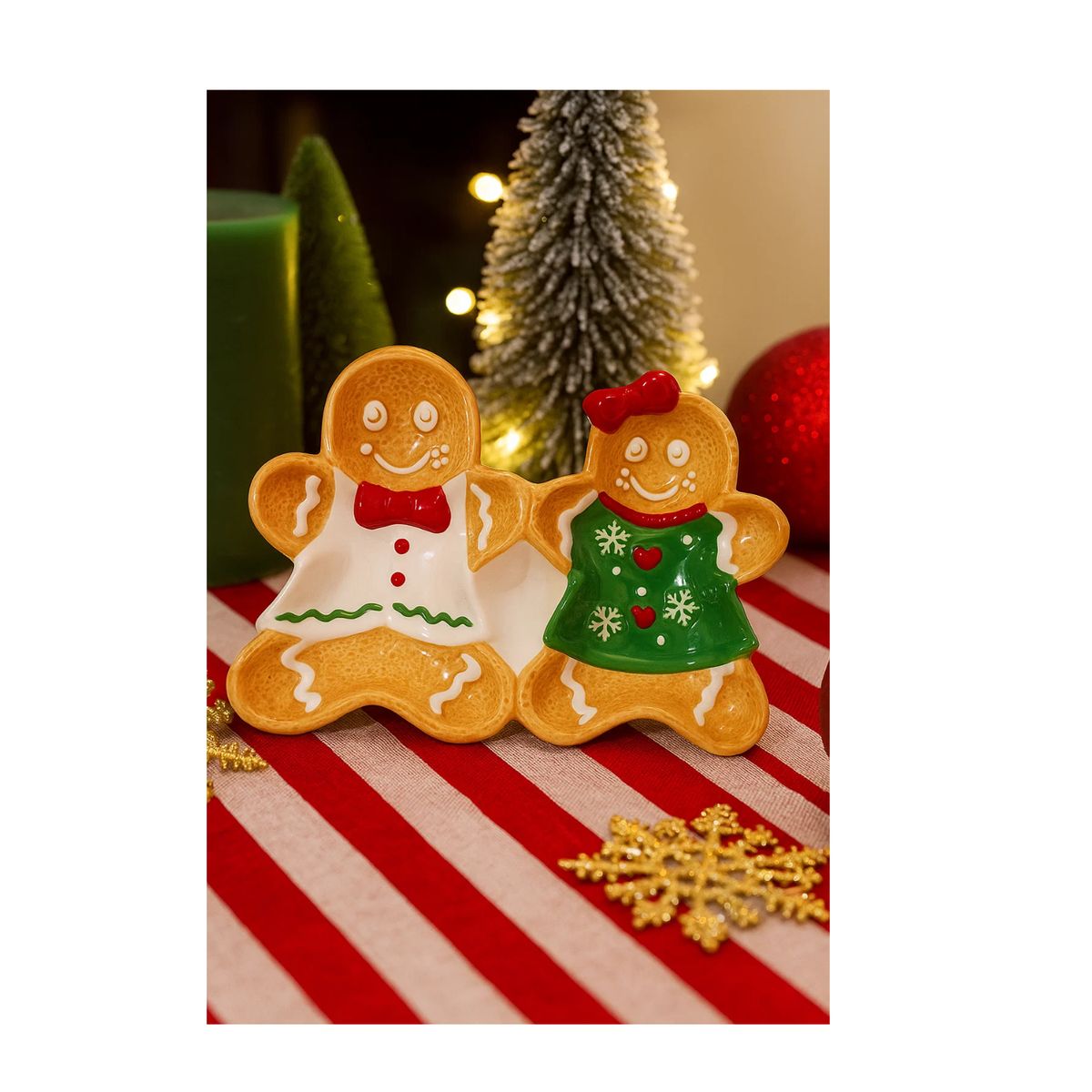 GENERICO - PLATO NAVIDEÑO MUÑECO DE GENGIBRE PREMIUM PACK POR 4 UNIDADES