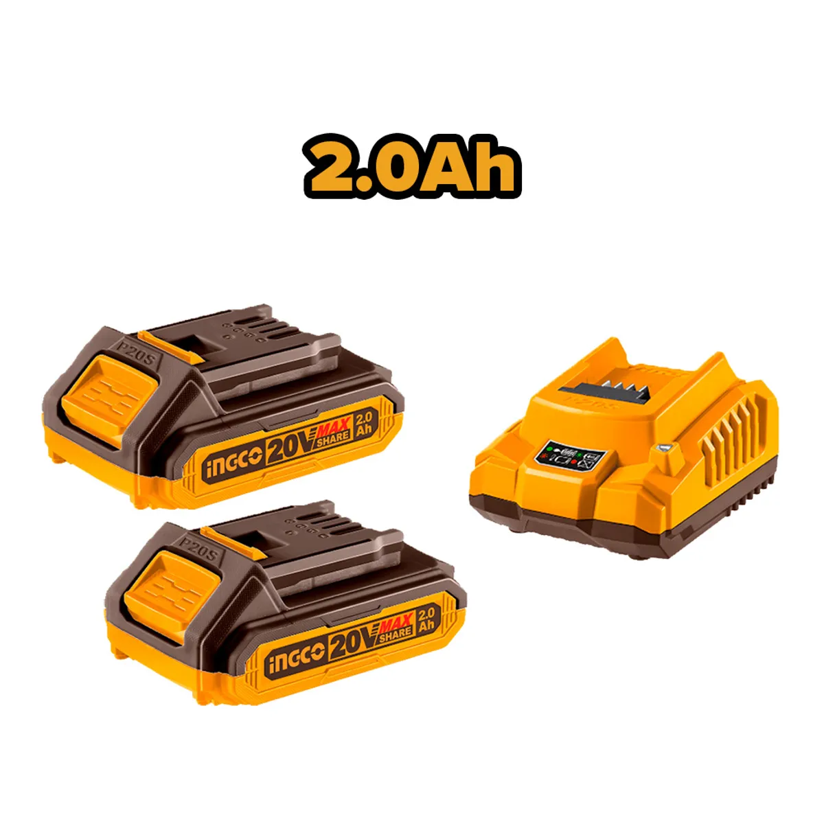 INGCO TOOLS - SET 2 BATERÍAS 20V 2.0AH + 1 CARGADOR INGCO FBCPK1222