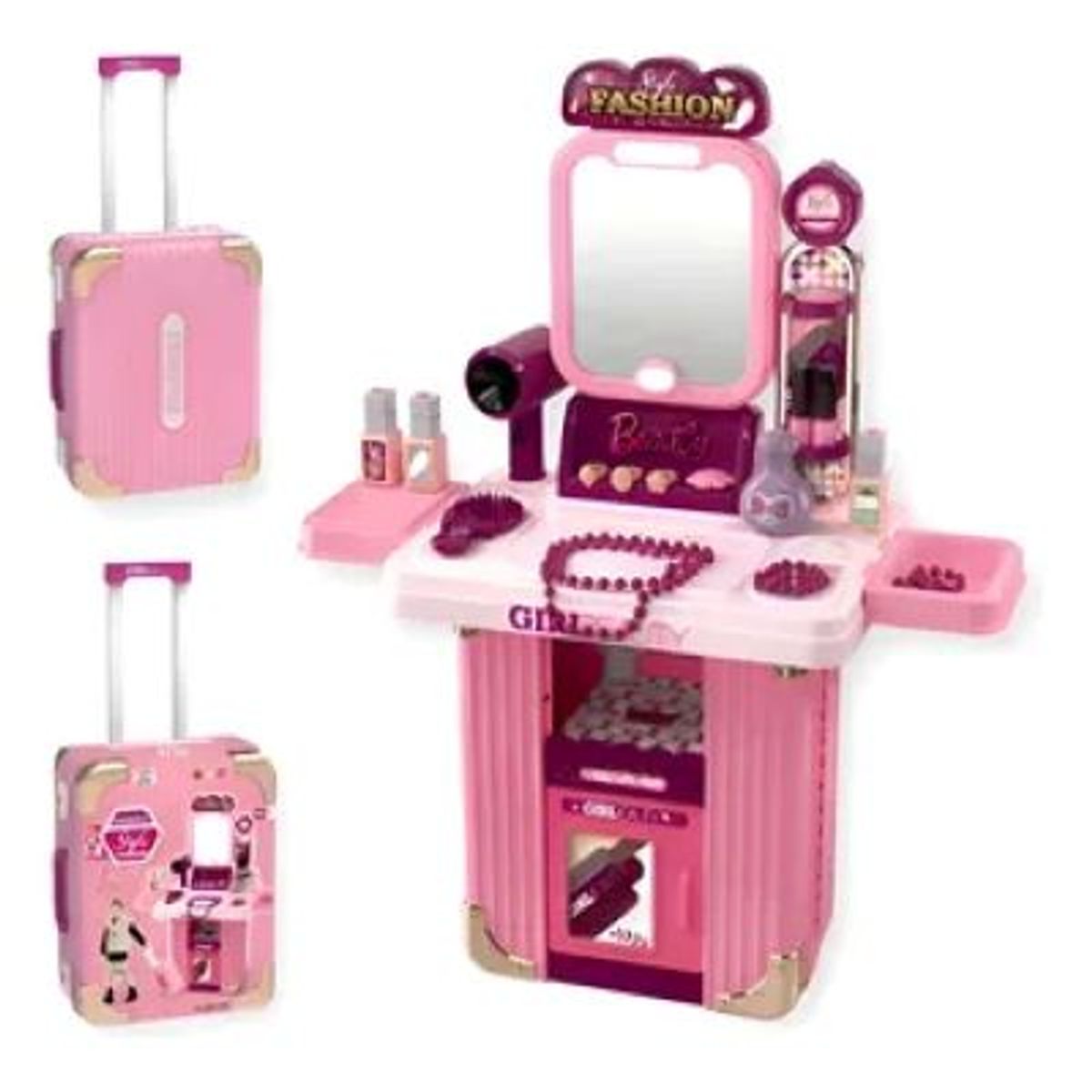 GENERICO - Maleta De Belleza Infantil Con Ruedas  2 en 1 Niña