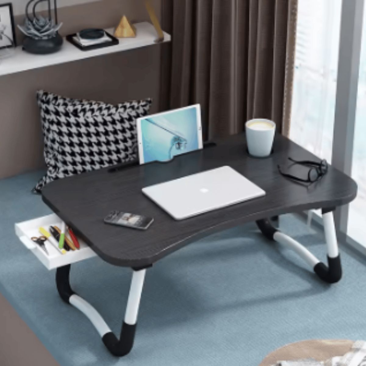 GENERICO - PORTA LAPTOP  PLEGABLE IDELA PARA USARLO SOBRE LA CAMA COLOR NEGRO