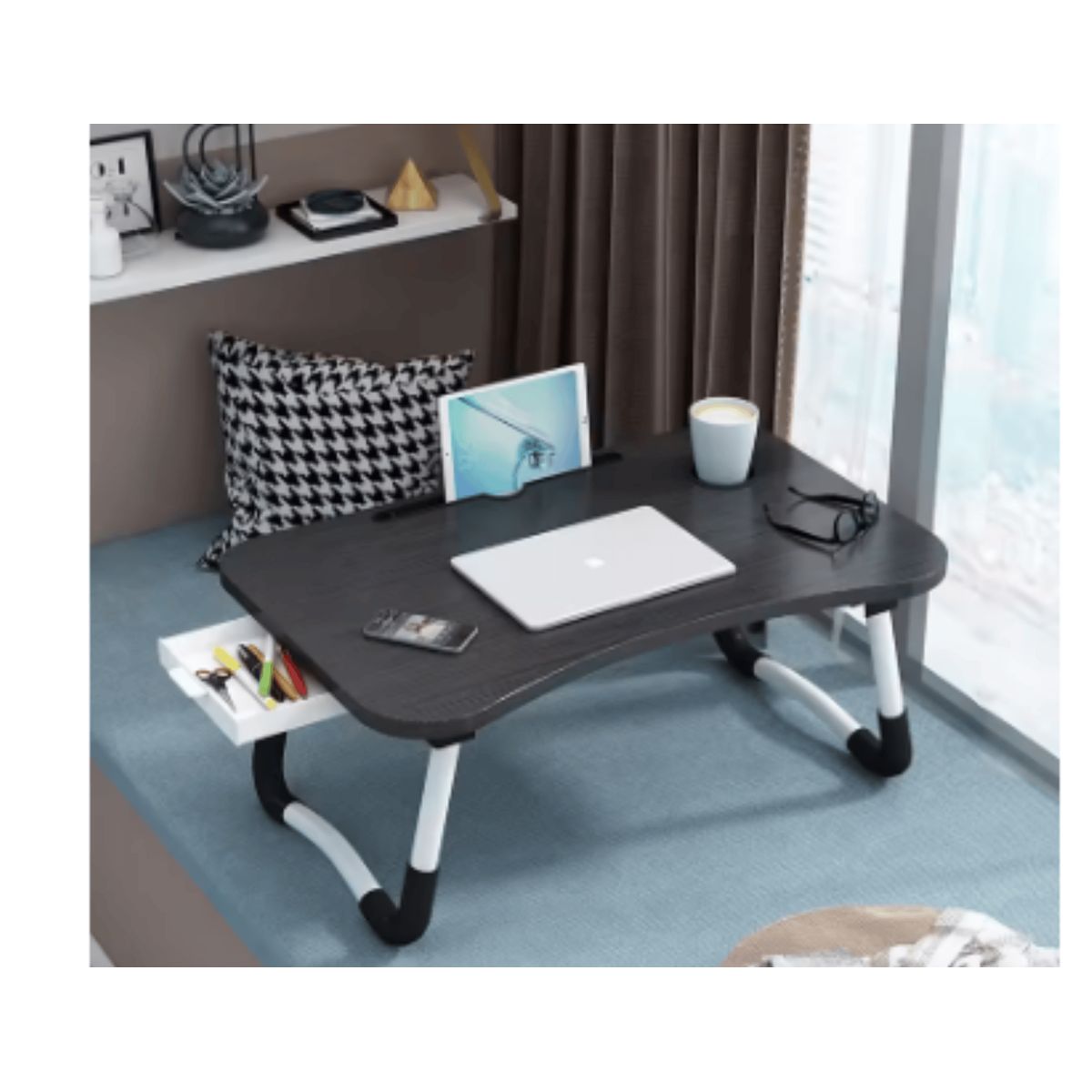 GENERICO - PORTA LAPTOP  PLEGABLE IDELA PARA USARLO SOBRE LA CAMA COLOR NEGRO