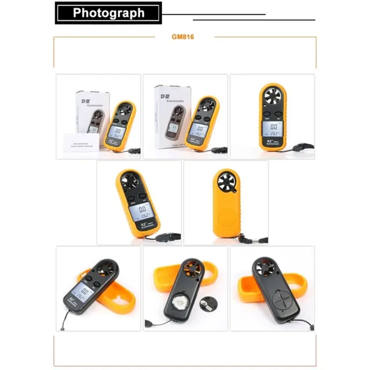 GENERICO - ANEMÓMETRO DIGITAL GM816 PROBADOR TEMPERATURA VELOCIDAD DEL VIENTO
