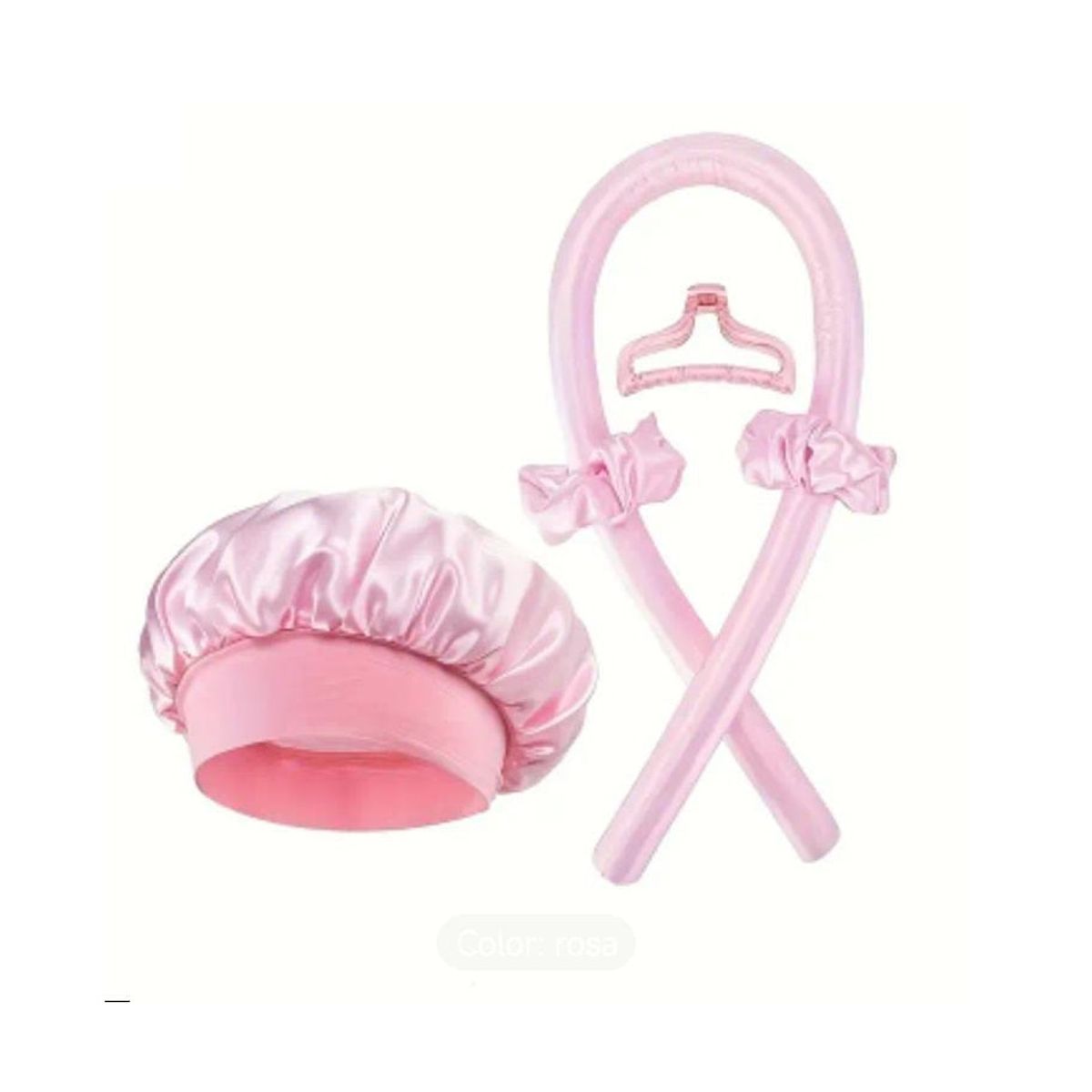 MORITA BAG STORE - SET RIZADOR DE CABELLO SIN CALOR CON GORRO SATIN ROSADO