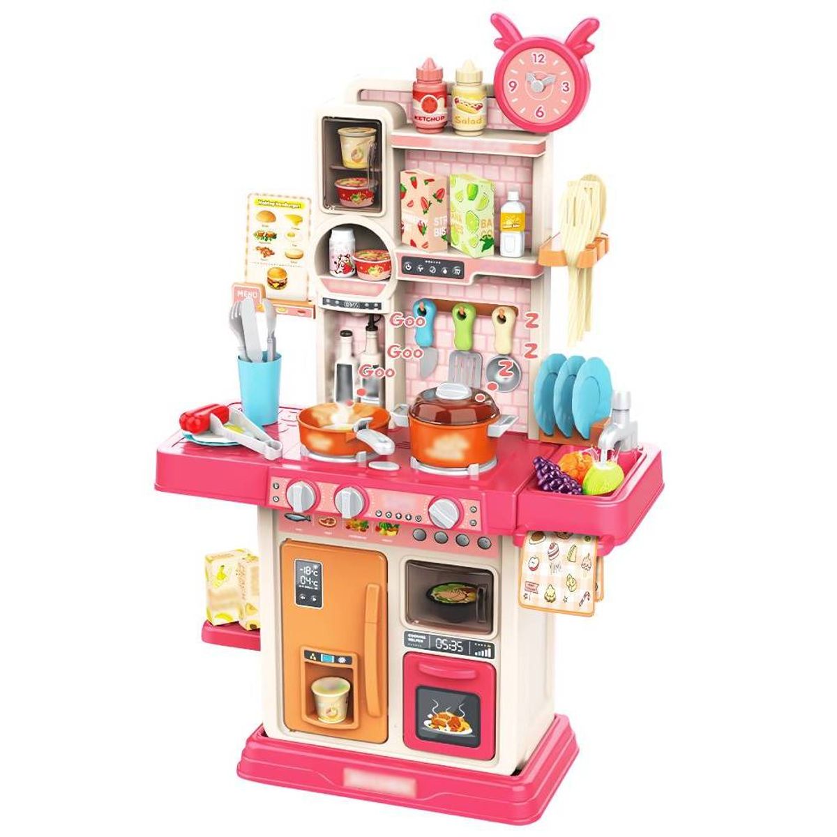GENERICO - Cocina Infantil con Luz Sonido y Vapor Juego de Cocina con Accesorios para Niños