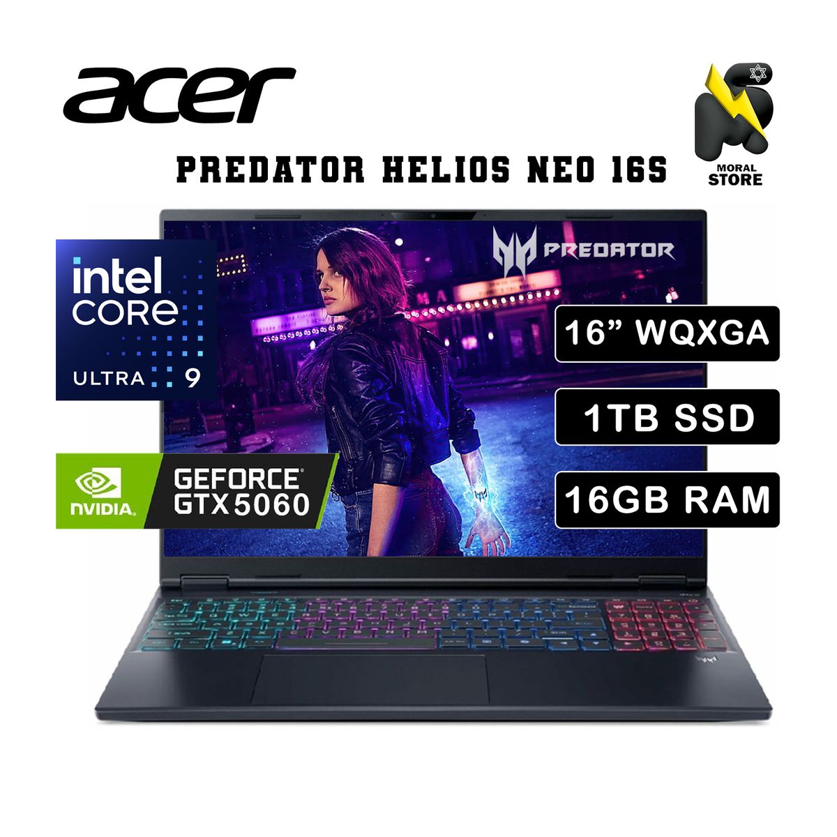 ACER - LAPTOP ACER PREDATOR  NEO 16S/INTEL CORE ULTRA 9-275HX /16 GB RAM /1TB SSD/ RTX 5060-8GB /16"  OLED