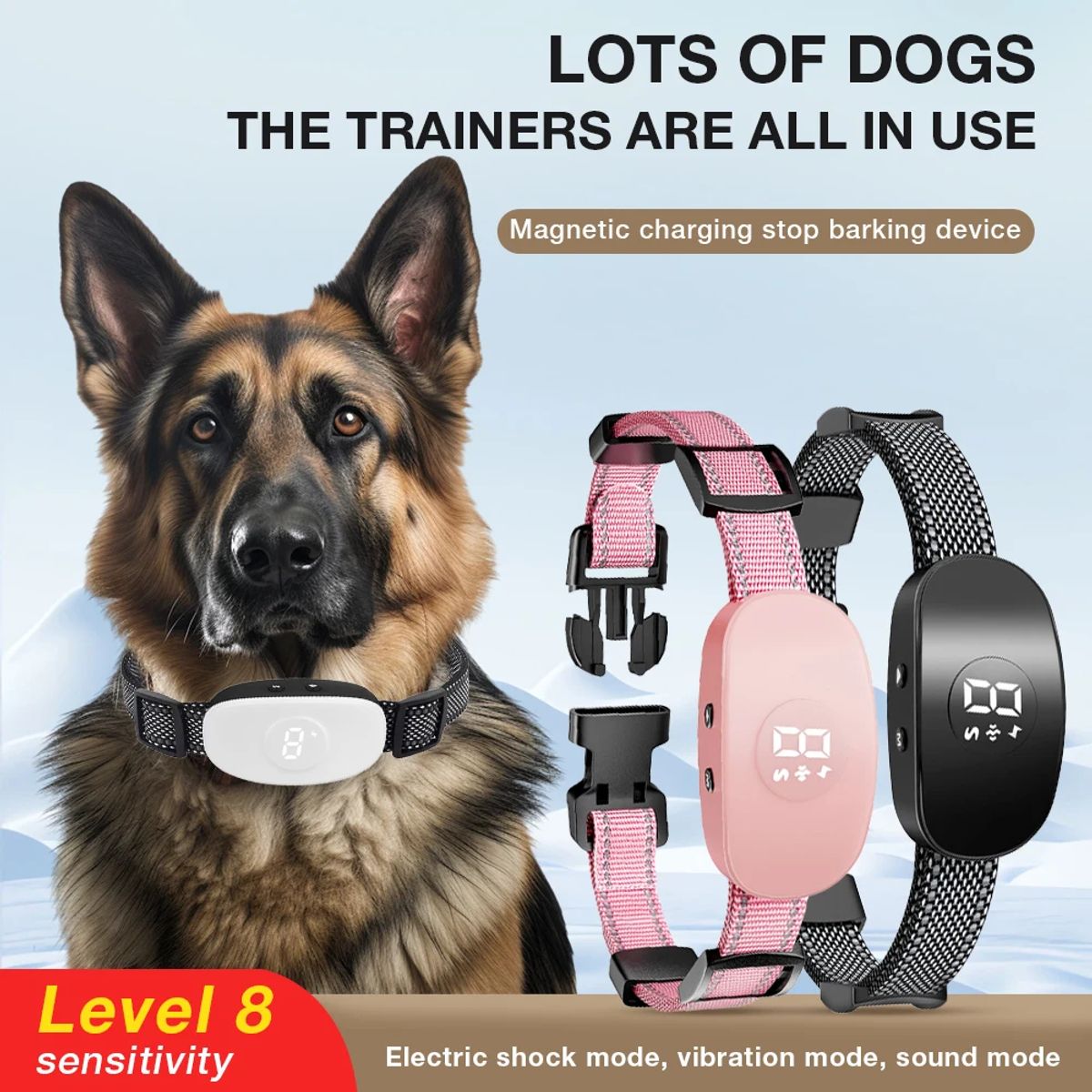 GENERICO - Collar Antiladridos Perros 8 Niv Recargable Inteligente IP67