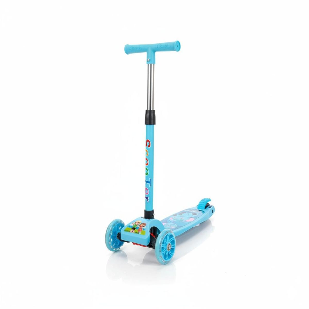 GENERICO - Scooter Infantil Plegable Para Niñas y Niños Con Luces LED - Celeste