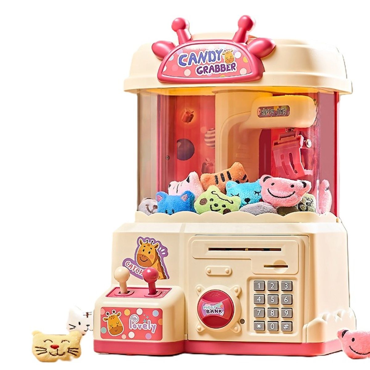 GENERICO - Maquina De Garra Atrapa Peluches con alcancia Gashapon - ROSADO