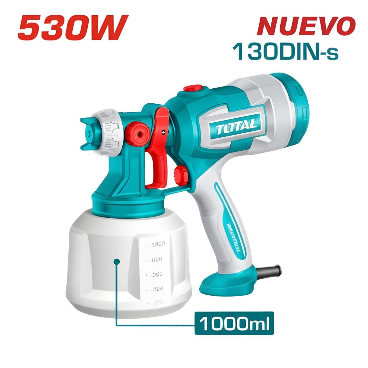 TOTAL TOOLS - Pistola para pintar 530W Total + Extension 10m 3 tomas Home Light