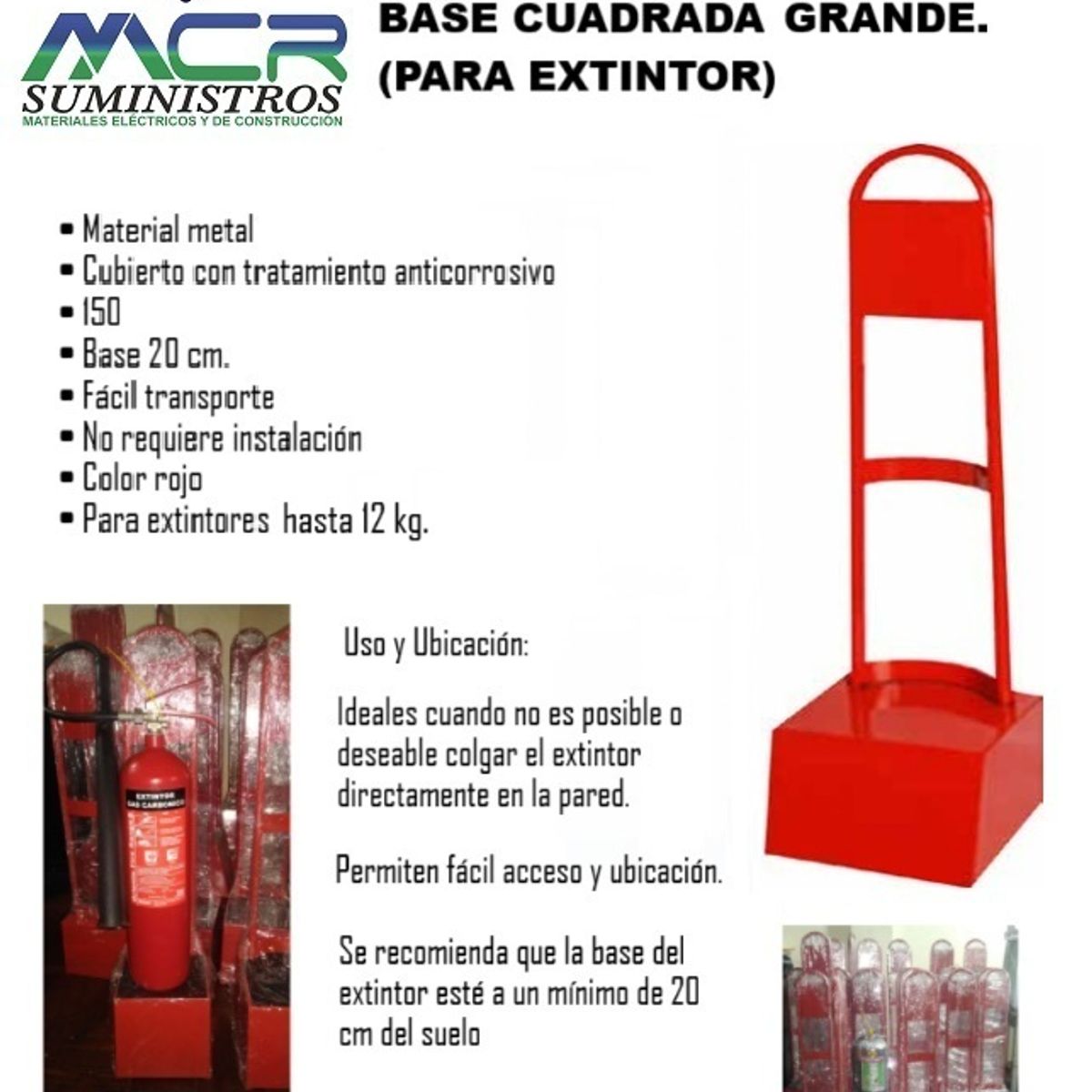 GENERICO - SOPORTE O PEDESTAL CON BASE CUADRADA GRANDE PARA EXTINTOR