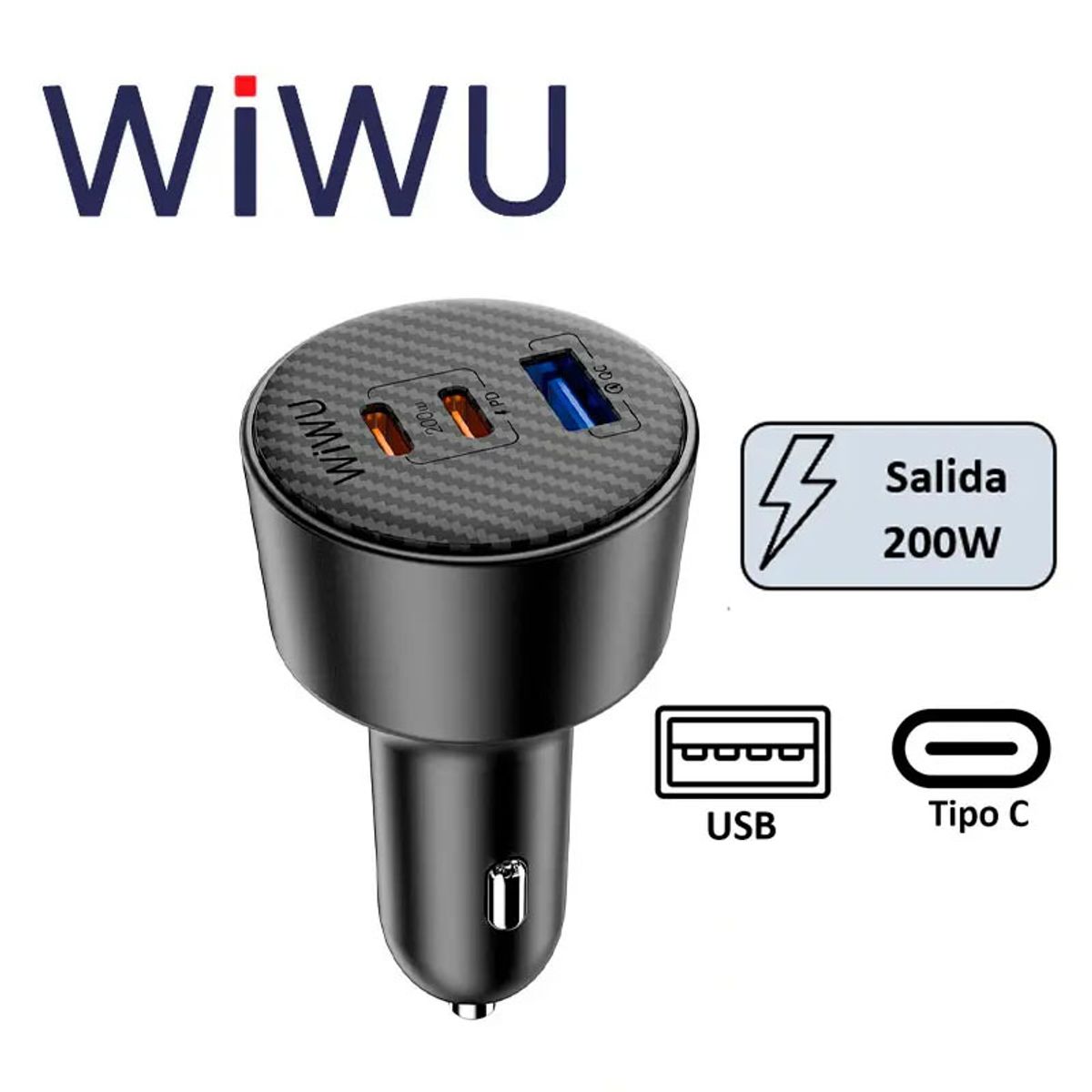 WIWU - CARGADOR AUTO WIWU WI-CC026 200W 2C1A