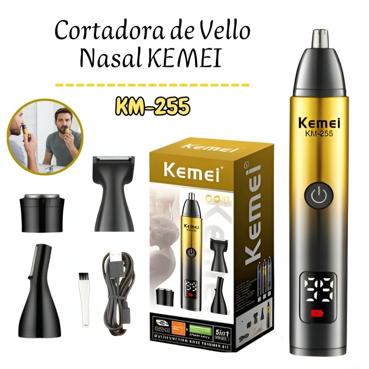 KEMEI - Recortadora Kemei 3 en 1 KM-255