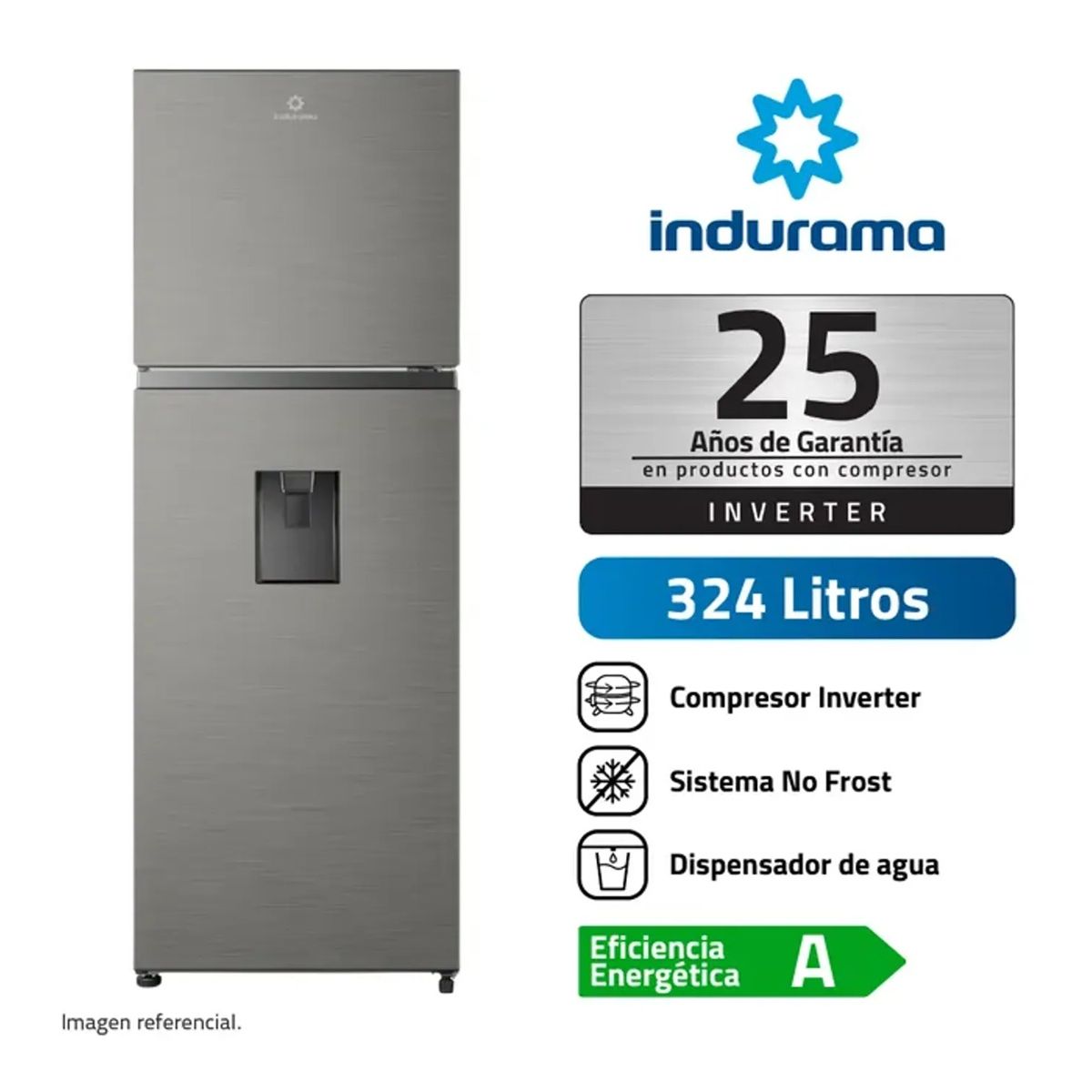 INDURAMA - REFRIGERADORA 324 LITROS CON DISPENSADOR CROMA INDURAMA RI-439DI