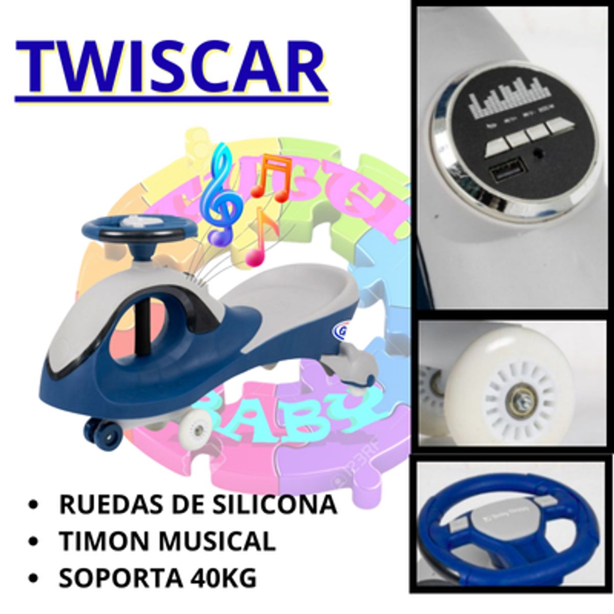 EBABY - TWISCAR BALLENA MUSICAL CON BLUETOOTH + OBSEQUIO STICKER MINNIE Y MICKEY